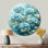 Hydrangea Blossom Harmony II - Hydrangea, art mural rond en métal, impression sur métal bleu traditionnel
