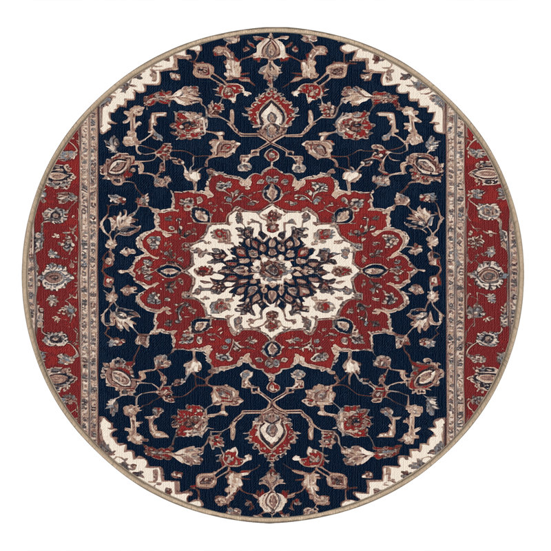 Tapis brun lavable à la machine, Rond 3 pi
