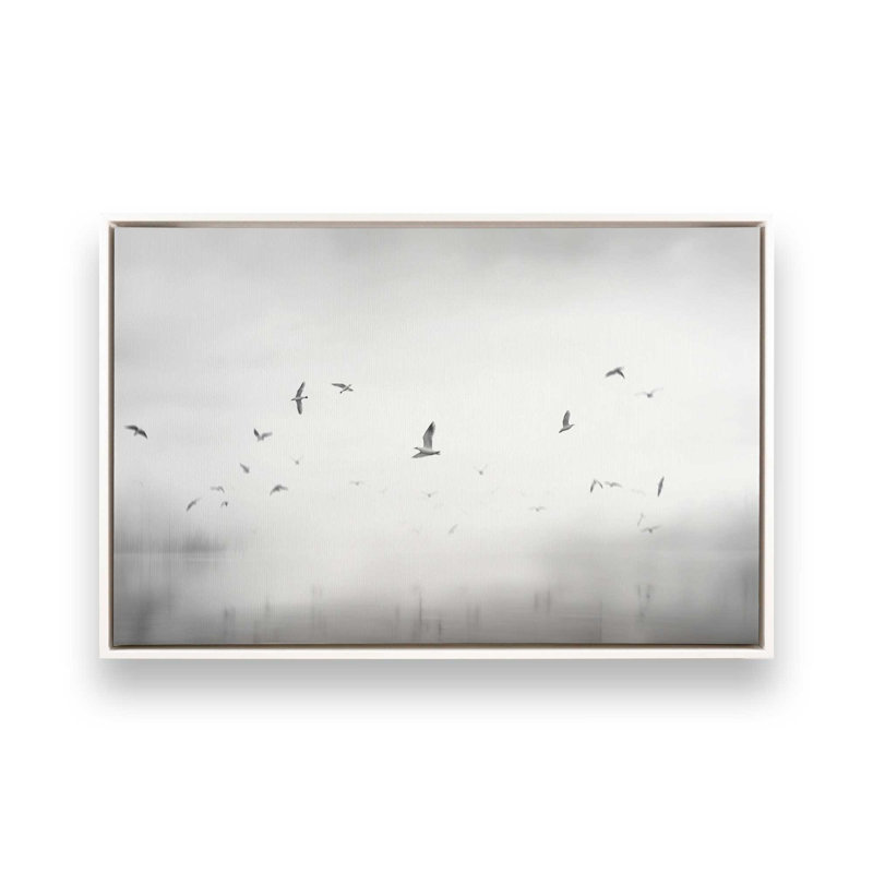 «Ethereal Flight Serenade», reproduction sur toile, Cadre flottant blanc opaque, H 12,75 po x l 18,75 po x P 1,75 po