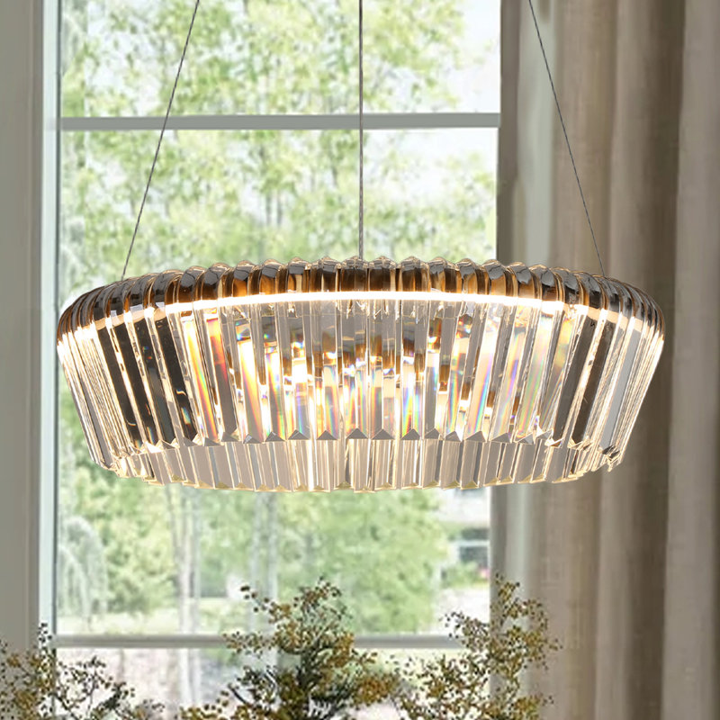 Lustre moderne moderne en cristal à DEL 1 lumière de 21 po de largeur 30 W