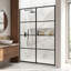 Meridian 60-in W x 74-in H Hinged Shower Door in Matte Black and Clear Grid Glass