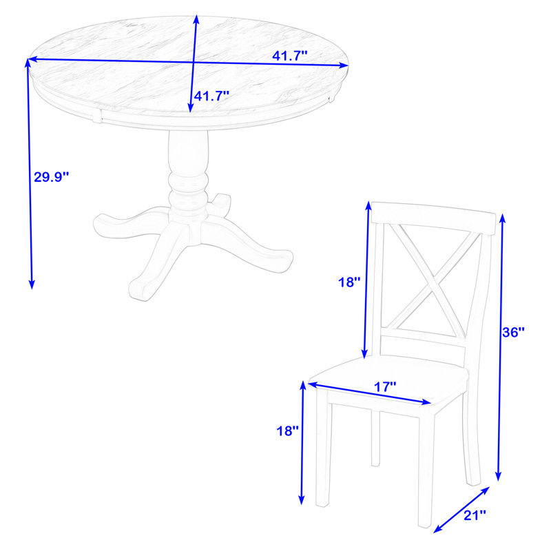 Ensemble de table de salle à manger 5 pièces Moneke, table de cuisine en bois avec 4 chaises