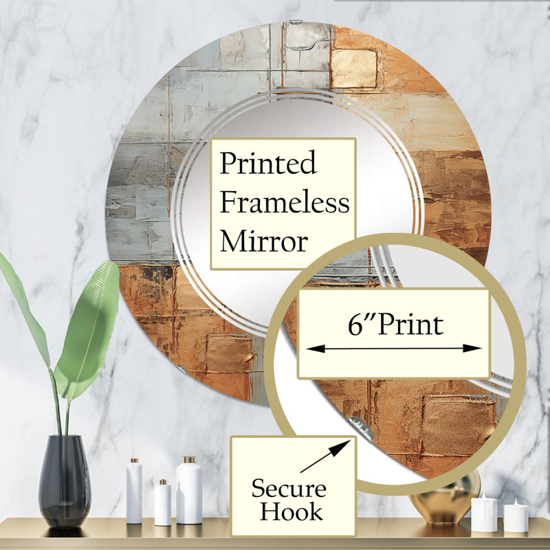 Pania - Miroir mural moderne rond, 32 po x 32 po