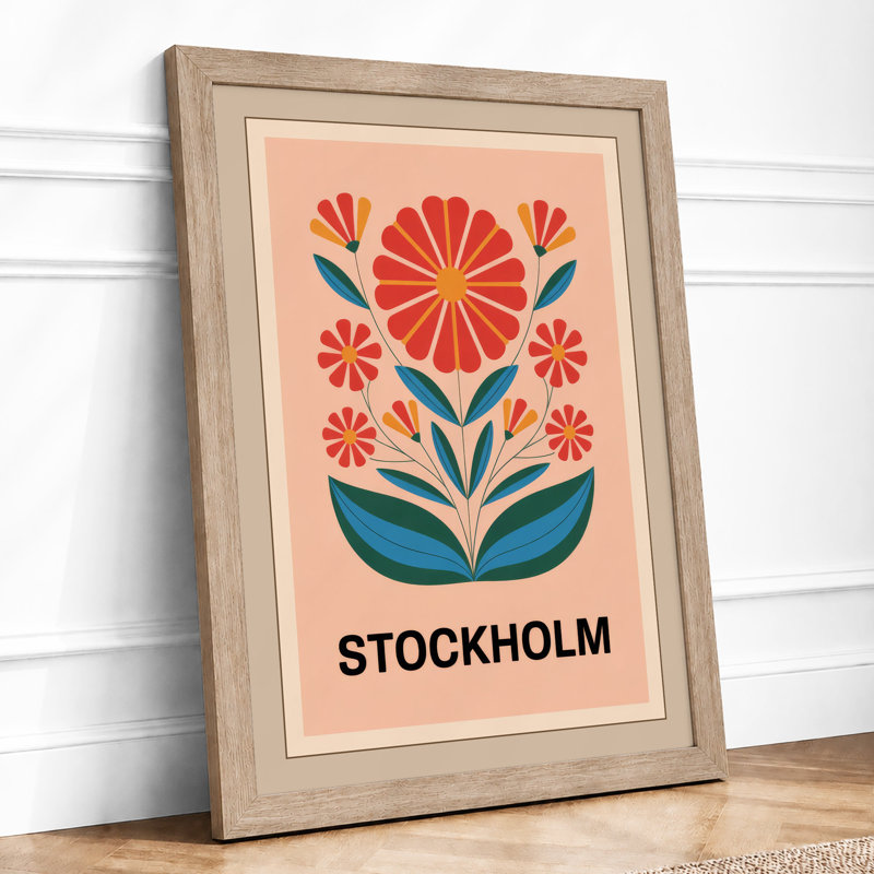 Stockholm Blossom Scandinavian - Framed Print, A1 - 84.1 x 59.4 cm, Oak