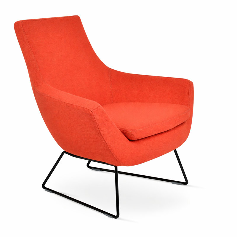 Rebecca Black Wire Lounge Chair, Orange Boucle 