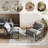 Upholstered Modern Metal Framed Light Gray Polyester Blend Sling Accent Chair-27168983