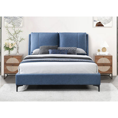 Upholstered Blue Bed
