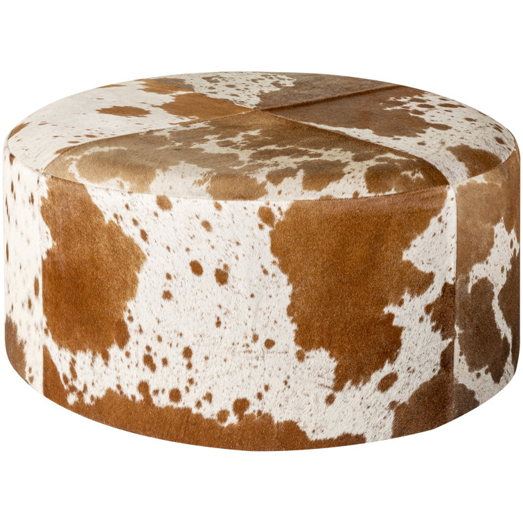 Lemi Hair on Hide Cow Print Ottoman