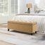 Banc de rangement avec repose-pieds avec charnière de sécurité et capitonnage à boutons en lin-1291711045