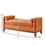 Grand canapé rembourré orange confortable en tissu bouclé avec coussins et double accoudoirs, idéal pour se détendre dans le salon ou l'entrée. Dimensions : 130 cm (L) x 47 cm (l) x 57 cm (H). Installation simple et installation facile.-436509768-436509779