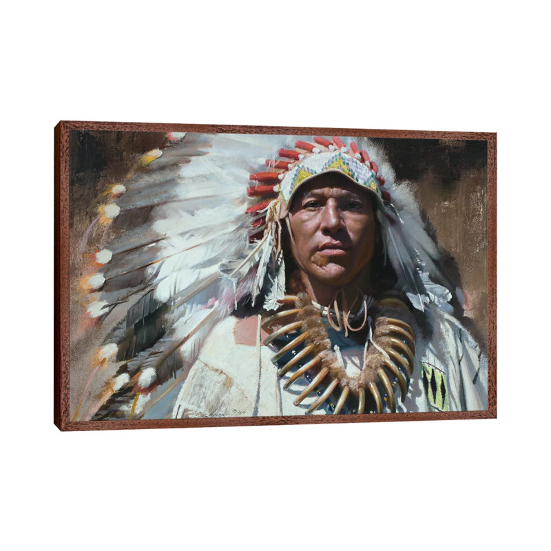 Commander And Chief by David Edward Kucera - Painting on Canvas, 66.04cm H x 101.6cm W x 3.81cm D, Classic Brown Wood Framed