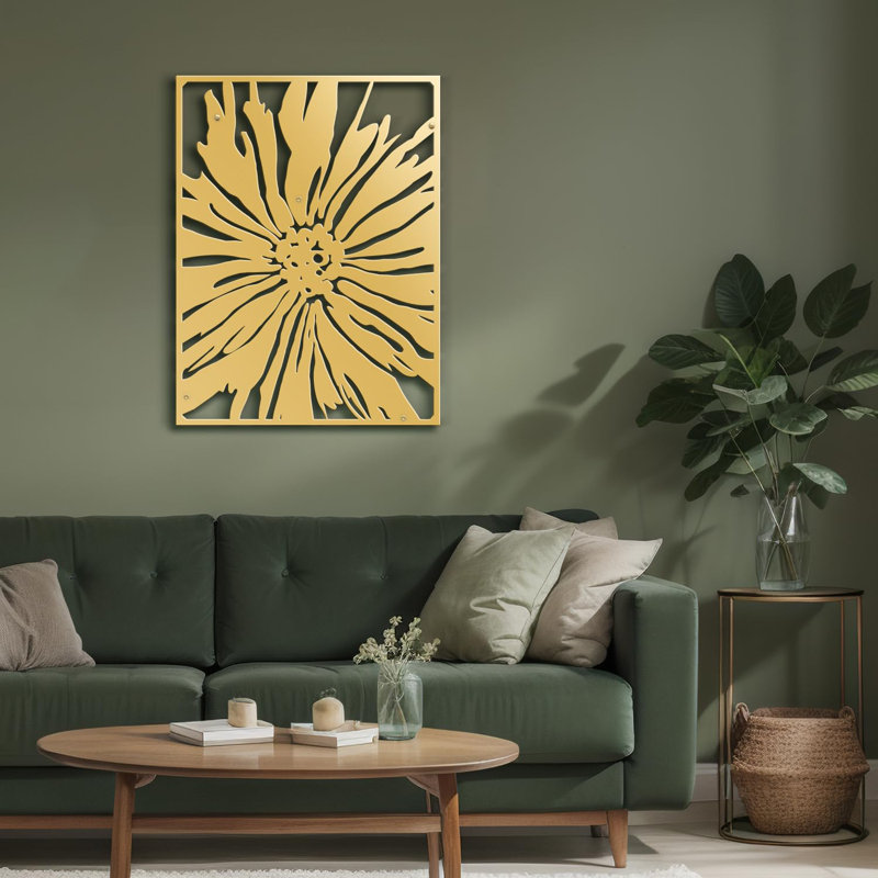 Décoration murale en métal Tropical, H 18 po x l 13,43 po x P 0,05 po, Or