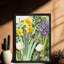 Libellules rétro encadrées noires reposant sur une magnifique verdure florale, impressions murales de style rétro-1153744622