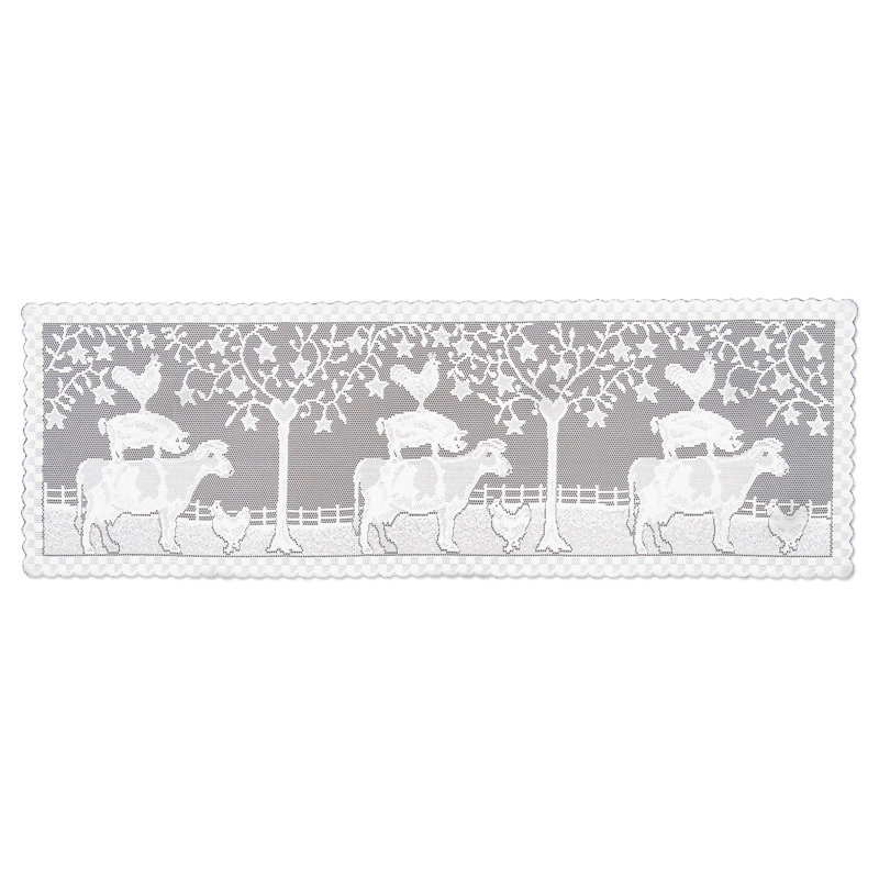 Chad Geometric Table Runner, 45" L x 14" W, Off-White