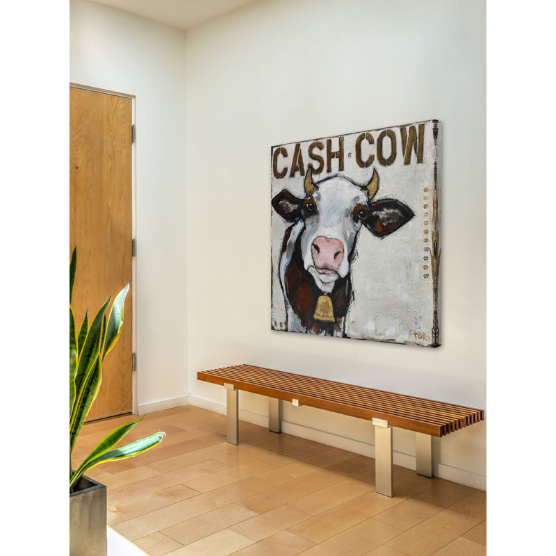 « cashcow » par tori campisi, reproduction d’art sur toile tendue, H 18 po x l 18 po