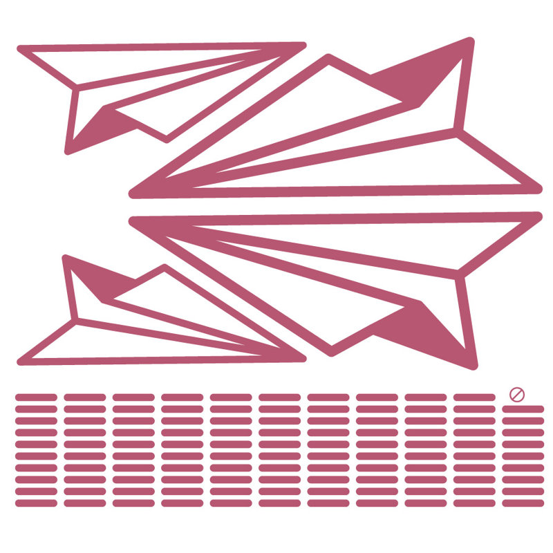 Adhésif décoratif papier avion, Rouge à lèvres, H 30 po x l 33 po x P 0,01 po