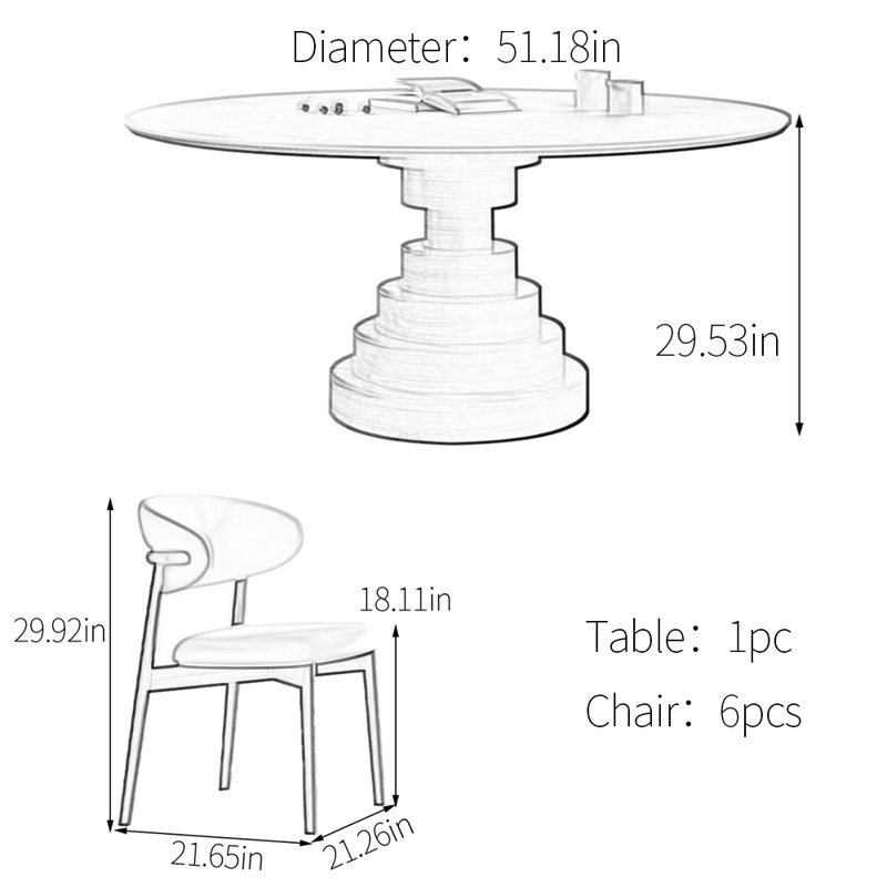 Ensemble rond de pierres frittées uniques, H 29,53 po x L 51,18 po x l 51,18 po