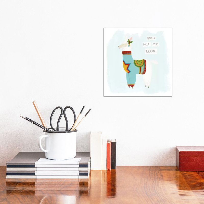 Fa-La-La-La Llama IV by June Erica Vess - Wrapped Canvas Print, 30.48 cm H x 30.48 cm W