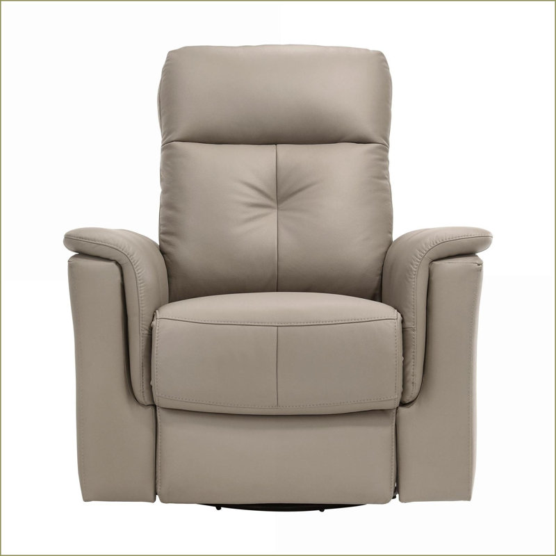 Recliners Modern Swivel Glider Recliner Chair, Latte Tan Brown Leather | Plywood,Solid Wood Frame | Light Brown, Beige