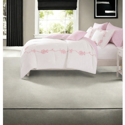 Ensemble de literie pour grand lit rose, édredon en microfibre avec broderie à nœuds floraux