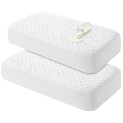 Ensemble de 2 protecteurs de matelas matelassés imperméables pour lit de bébé, protecteur de couche de lit TPU silencieux