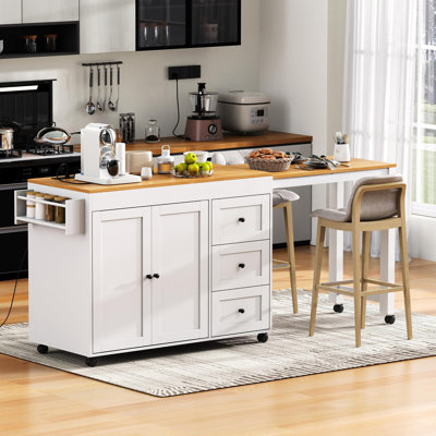 Îlot de cuisine 74,8 po avec table de salle à manger extensible