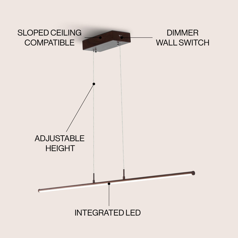 Denison 1 - Light LED Kitchen Island Pendant, Dark Brown