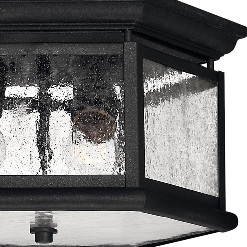 Edgewater 2 - Light 13" Lantern Geometric Flush Mount, Standard, Black