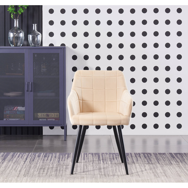 Yerres Modern Velvet Dining Chairs - Ergonomic Curved Back with Metal Legs - Armchair for Dining Room Kitchen Living Room, 4