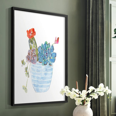 Cactus and Succulent Blooms I Framed Print - Solid Wood
