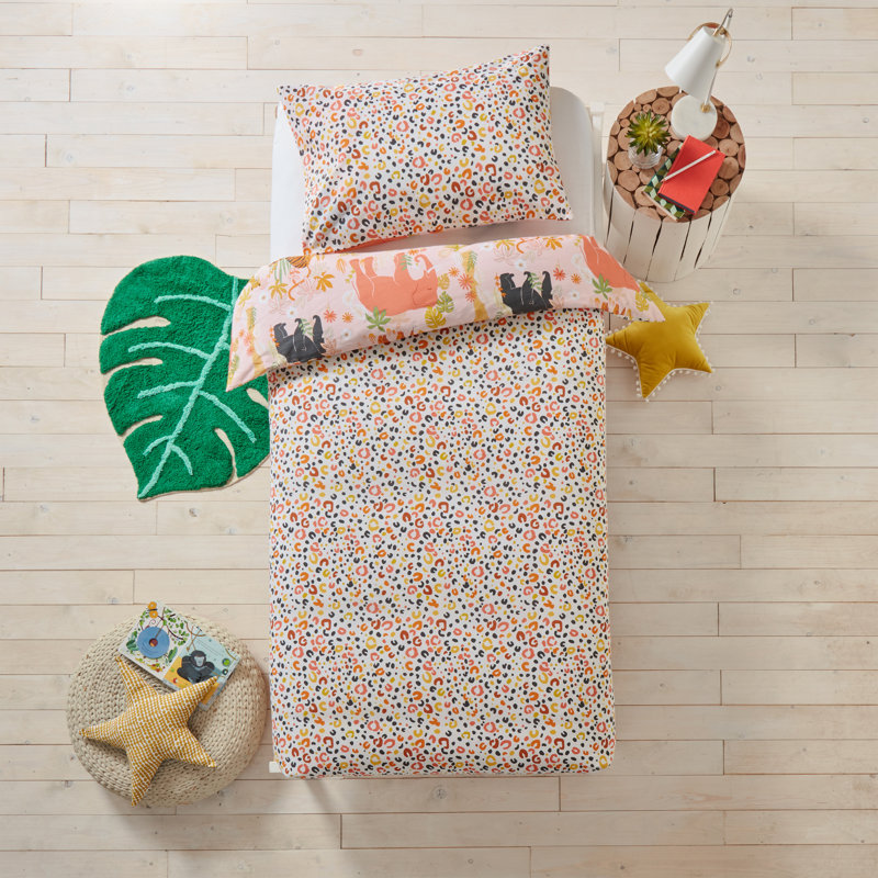 Derica Cotton Animal Print Duvet Cover Set with Pillowcases Included, 120 x 150cm Duvet Cover + 1 Pillowcase (42 x 62cm)