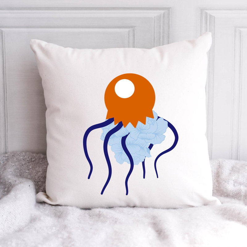 Nautical Sea Life_244 - Coussin décoratif en polyester, H 20 po x l 20 po