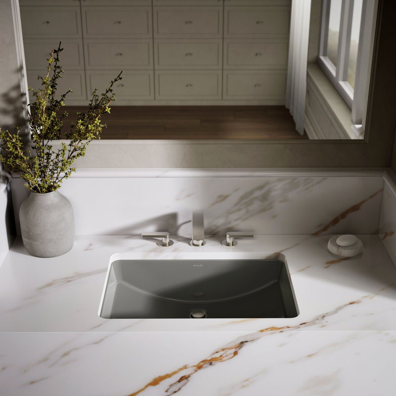Ladena® Vitreous China Rectangular Undermount Bathroom Sink with Overflow, Almond
