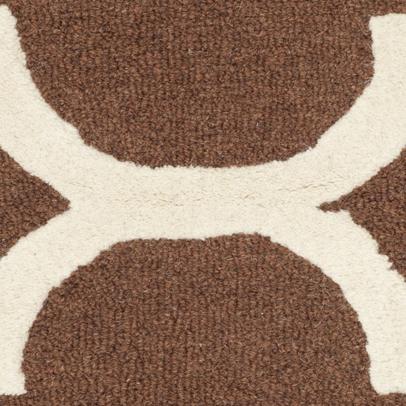 Tapis brun foncé / ivoire en laine touffeté à la main Cannen, Tapis de couloir 2 pi 6 po x 8 pi