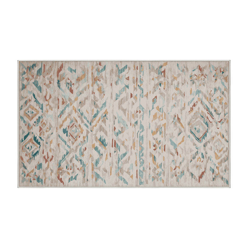 Machine Washable Beige Area Rug, Runner 2' x 5'