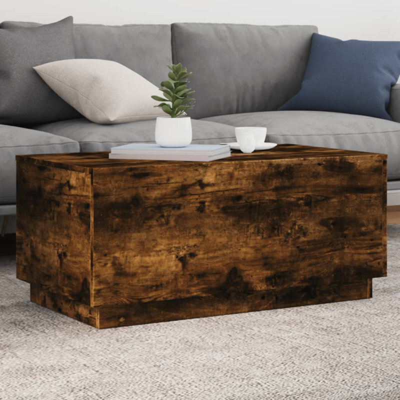 Table basse avec lumières DEL 35,4 po x 19,7 po x 15,7 po, Chêne brun