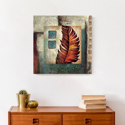 Feuille de monde rouge sur toile