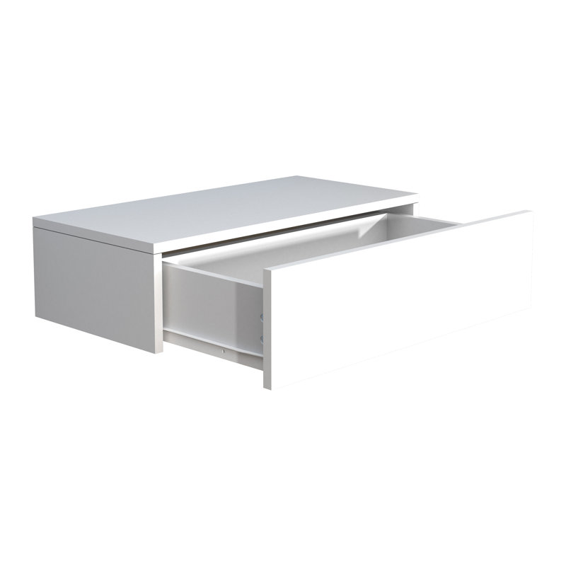 Satender Manufactured Wood Bedside Table, White, 15cm H x 60cm W x 30cm D