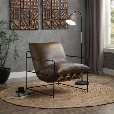 Fauteuil d'appoint ACME Oralia, cuir fleur satiné