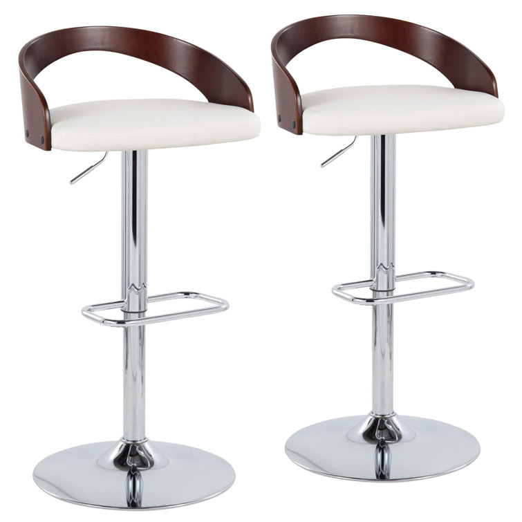 Tymari Adjustable Barstool With Rounded Rectangle Footrest - Set Of 2