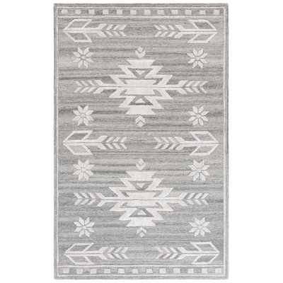 Soho 659 Hand Tufted Wool/Viscose/Cotton Moroccan Rug in Gray/Ivory