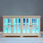Bibliothèque, vitrine à DEL avec tablettes réglables et portes en verre-393309628