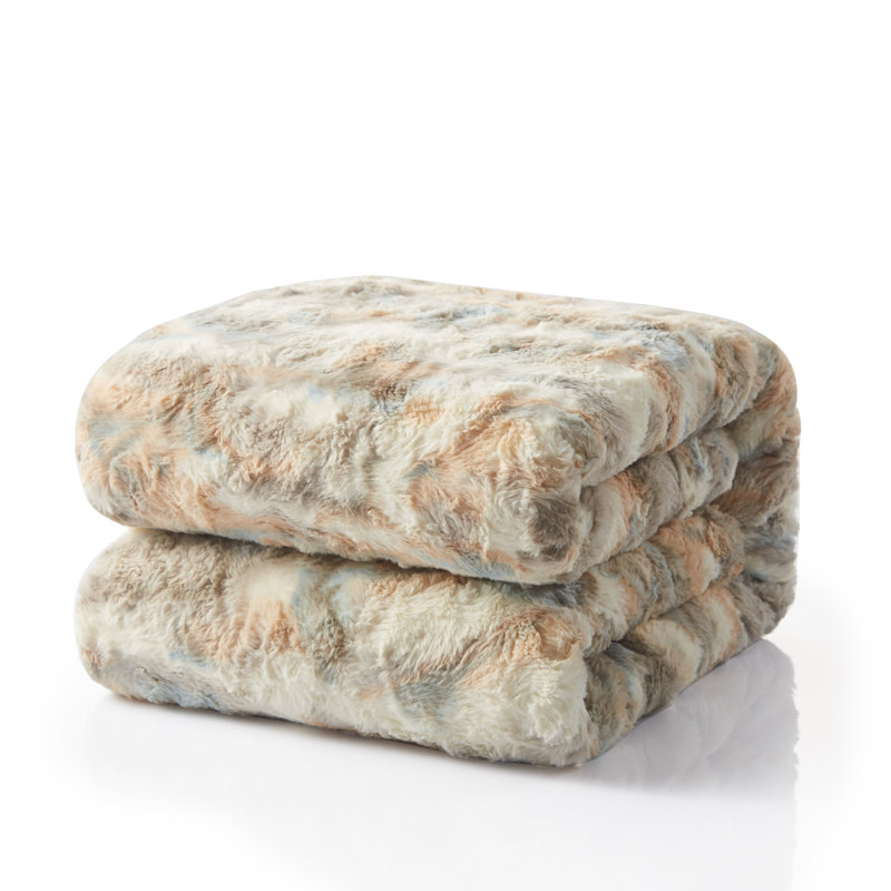 Russian Lynx Faux Fur Throw Blanket, 63" x 87"