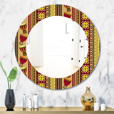 African Drum Beckground Accent Wall Mirror