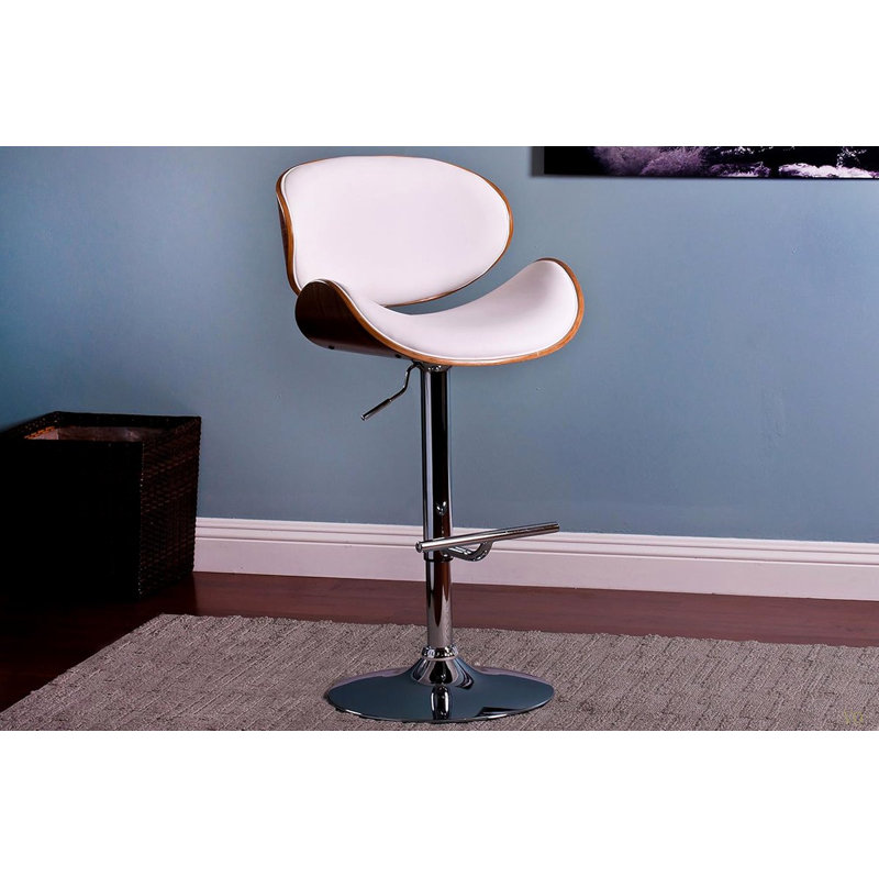 Tabouret de bar rotatif à hauteur réglable avec siège et dossier courbés Modern, Black, White