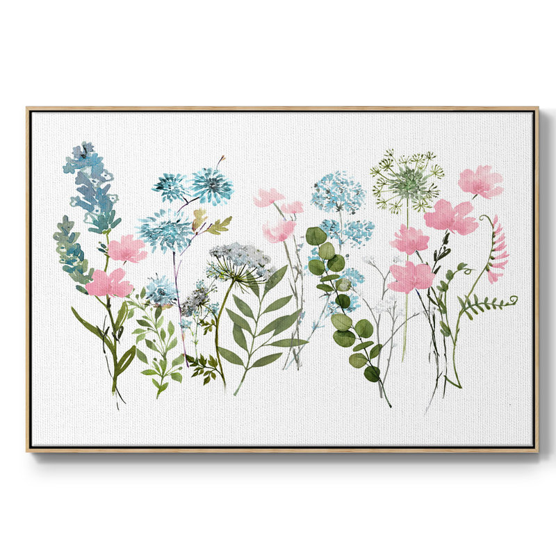 " Spring Meadow ", 17" H x 25" W x 2" D, Natural Wood Framed
