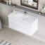 Meuble-lavabo flottant avec lavabo, mural et peu encombrant, idéal pour les salles de bain modernes.