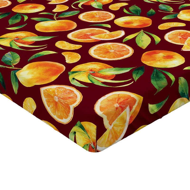 Ambesonne Citrus Fitted Sheet Vintage Mandarin Pattern King Size Marigold Forest Green, Twin Fitted Sheet