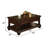 Cawthon 2-Drawer Coffee Table with bottom shelf, Cherry Color, Wood, glass tabletop with wood edge, rectangular