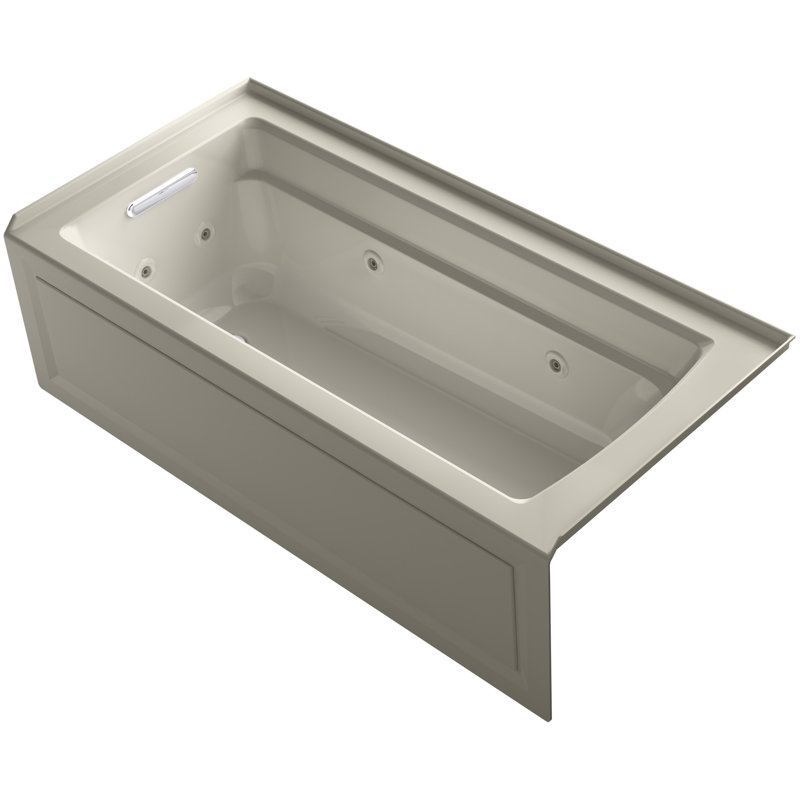 Archer 66" L x 32" W Alcove Whirlpool Heater, Sandbar, Left